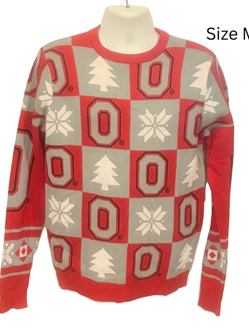 Ohio State Buckeyes Holiday Sweater Men’s Medium Red Gray Acrylic Christmas OSU